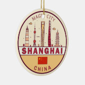 Shanghai China City Skyline Embleem Keramisch Ornament (Rechts)