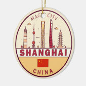 Shanghai China City Skyline Embleem Keramisch Ornament (Links)