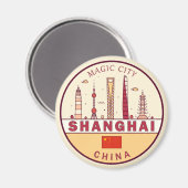 Shanghai China City Skyline Embleem Magneet (Voorkant / Achterkant)