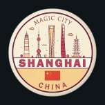 Shanghai China City Skyline Embleem Magneet<br><div class="desc">Shanghai minimalistisch,  kleurrijk kunstontwerp met monumenten en bezienswaardigheden van de stad in China.</div>