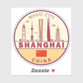 Shanghai China City Skyline Embleem Sticker (Vel)