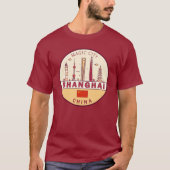 Shanghai China City Skyline Embleem T-shirt (Voorkant)