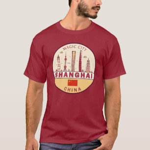Shanghai China City Skyline Embleem T-shirt