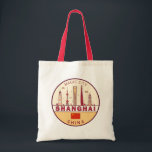 Shanghai China City Skyline Embleem Tote Bag<br><div class="desc">Shanghai minimalistisch, kleurrijk kunstontwerp met monumenten en bezienswaardigheden van de stad in China.</div>