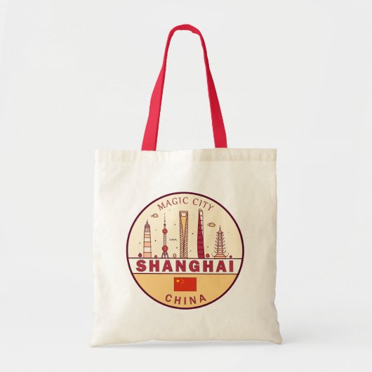 Shanghai China City Skyline Embleem Tote Bag (Voorkant)