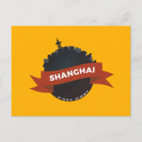 Shanghai China City Skyline Planet Briefkaart
