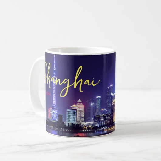Shanghai China Coffee Mok Souvenir Cadeaubeker (Voorkant links)