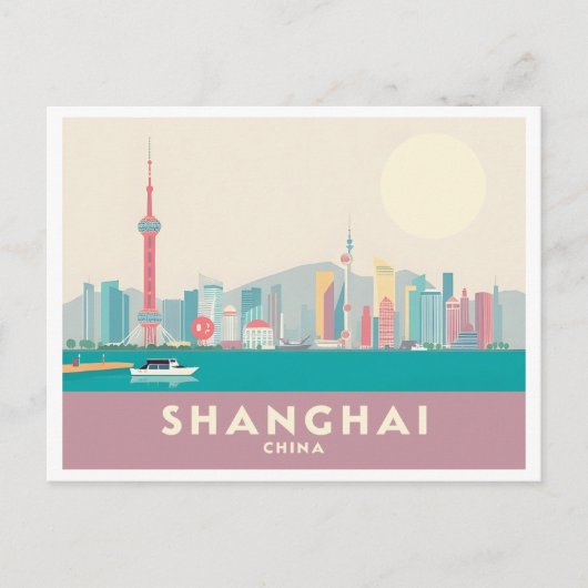 Shanghai China De Bund Pastelreis Briefkaart (Voorkant)