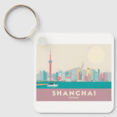 Shanghai China De Bund Pastelreis Sleutelhanger (Voorkant)