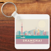 Shanghai China De Bund Pastelreis Sleutelhanger (Voorkant)