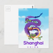 Shanghai China Draak reisposter Briefkaart (Voorkant / Achterkant)