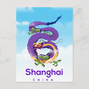 Shanghai China Draak reisposter Briefkaart