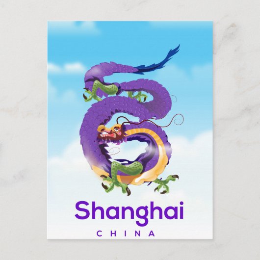 Shanghai China Draak reisposter Briefkaart (Voorkant)
