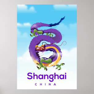 Shanghai China Draak reisposter Poster