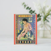 Shanghai China en Woman Cat Kitten Briefkaart (Staand voorkant)