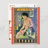 Shanghai China en Woman Cat Kitten Briefkaart (Voorkant / Achterkant)