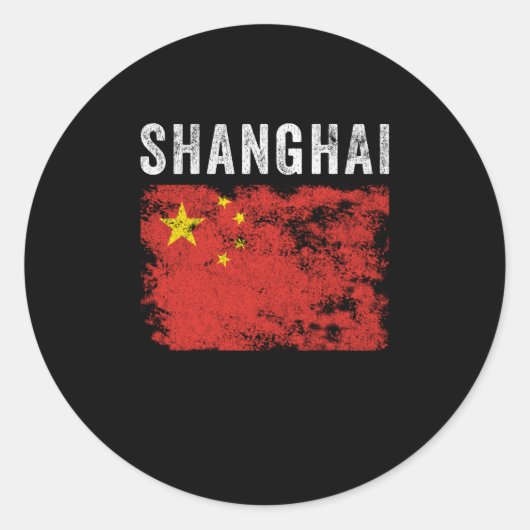 Shanghai China Flag Chinese Souvenir Ronde Sticker (Voorkant)