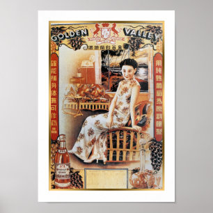  Shanghai China Golden Valley Beer Ad Poster