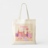 Shanghai China Pastel Reis Kunst Tote Bag (Achterkant)