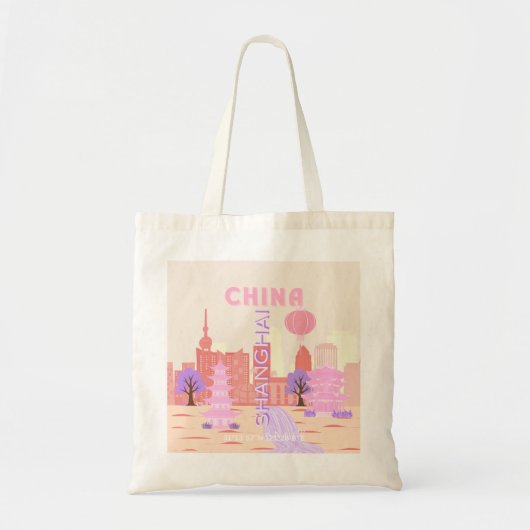 Shanghai China Pastel Reis Kunst Tote Bag (Voorkant)