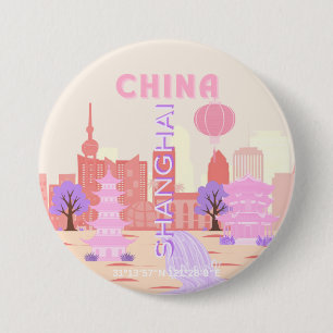 Shanghai China Pastelkleurige Reis Kunst Ronde Button 7,6 Cm