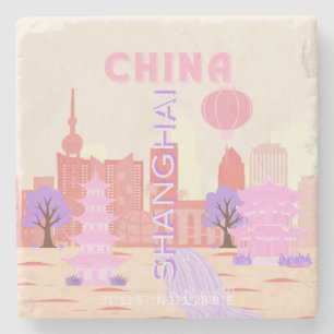 Shanghai China Pastelkleurige Reis Kunst Stenen Onderzetter