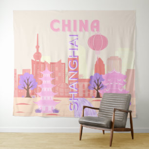 Shanghai China Pastelkleurige Reis Kunst Wandkleed
