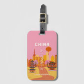 Shanghai China Reis Oude Poster Bagagelabel (Voorkant (verticaal))