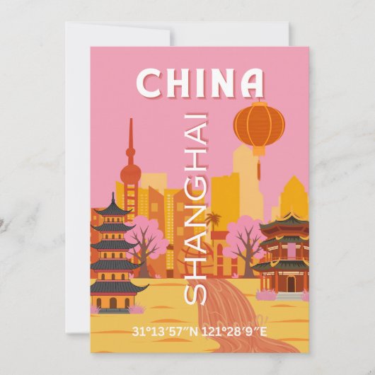 Shanghai China Reis Oude Poster Kaart (Voorkant)