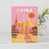 Shanghai China Reis Oude Poster Kaart (Staand voorkant)