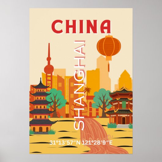 Shanghai China Reis Retro Poster (Voorkant)