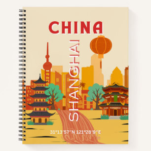 Shanghai China Reis Retro Poster Notitieboek