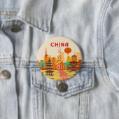 Shanghai China Reis Retro Poster Ronde Button 7,6 Cm (In situ)