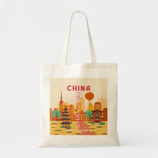 Shanghai China Reis Retro Poster Tote Bag (Voorkant)