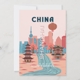 Shanghai China Reis Retro Vintage Poster Kaart