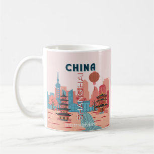 Shanghai China Reis Retro Vintage Poster Koffiemok