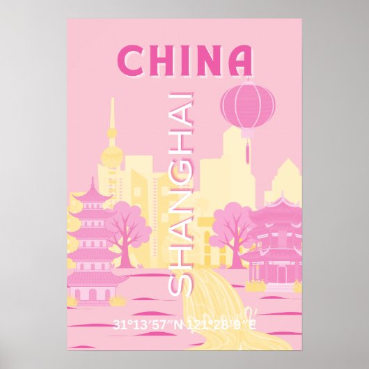 Shanghai China Reis Roze Poster (Voorkant)