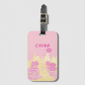 Shanghai China Reis Roze Poster Bagagelabel (Voorkant (verticaal))