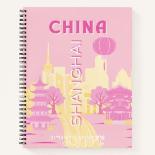 Shanghai China Reis Roze Poster Notitieboek