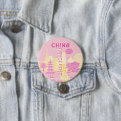 Shanghai China Reis Roze Poster Ronde Button 7,6 Cm (In situ)