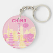 Shanghai China Reis Roze Poster Sleutelhanger (Achterkant)