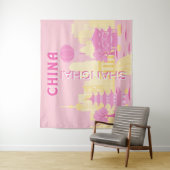 Shanghai China Reis Roze Poster Wandkleed (In situ)