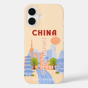 Shanghai China Retro Pastel Reis Kunst iPhone 16 Hoesje