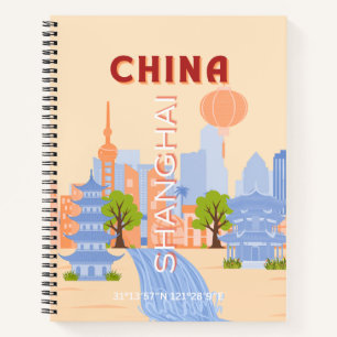 Shanghai China Retro Pastel Reis Kunst Notitieboek