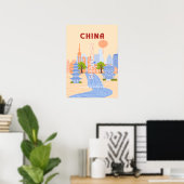 Shanghai China Retro Pastel Reis Kunst Poster (Thuiskantoor)