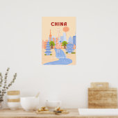 Shanghai China Retro Pastel Reis Kunst Poster (Keuken)