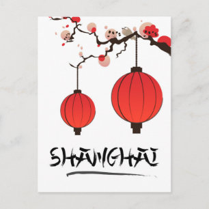 Shanghai China retro vakantieposter Feestdagenkaart