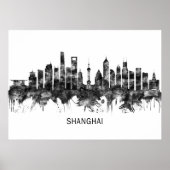 Shanghai China Skyline BW Poster (Voorkant)