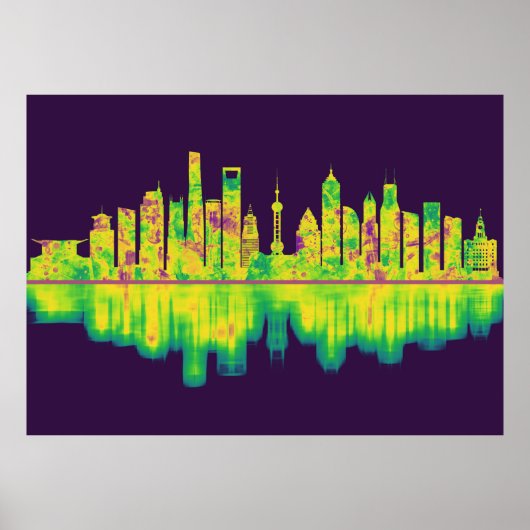 Shanghai China Skyline Poster (Voorkant)