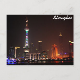 Shanghai, China skyline 's nachts Briefkaart